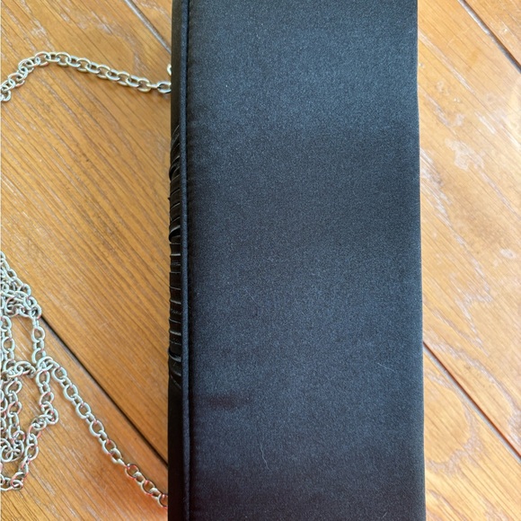 Gunne Sax by Jessica McClintock Black Satin Rhinestone Evening Purse Clutch - Picture 4 of 8